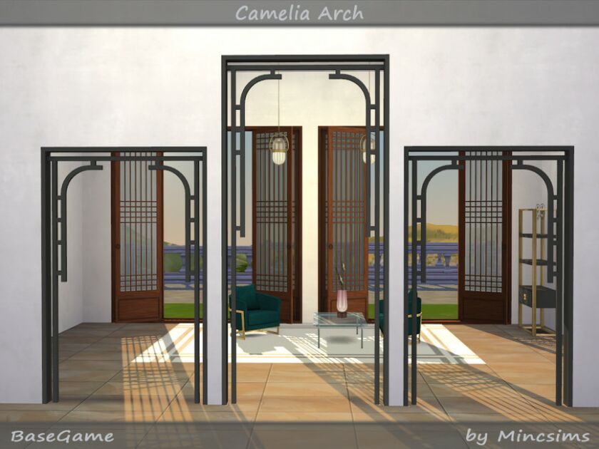 sims 4 cc camelia arch by mincsims 2