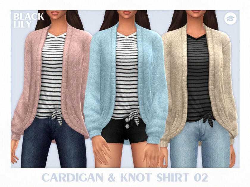 Cardigan & Knot Shirt 02 Sims 4 CC