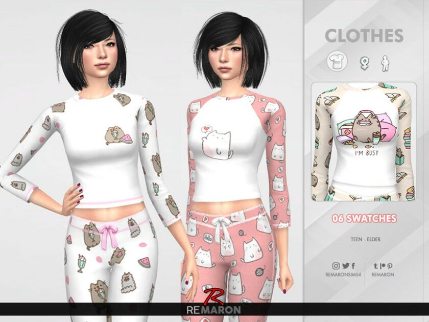 Cats PJ Sweater For Women 01 By Remaron Sims 4 CC