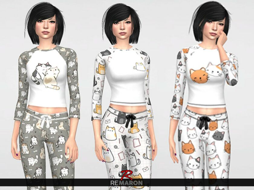 sims 4 cc cats pj sweater for women 01 by remaron 2