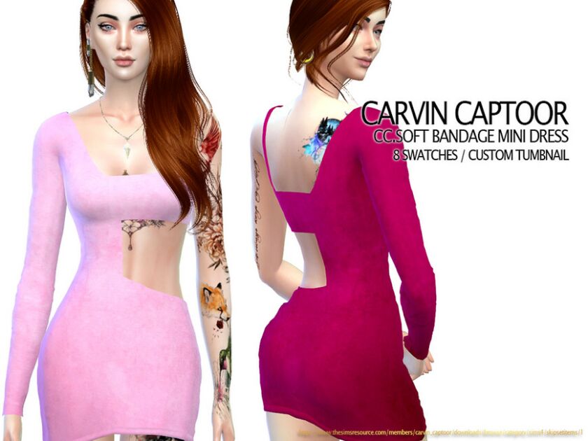 Cc.soft Bandage Mini Dress Sims 4 CC