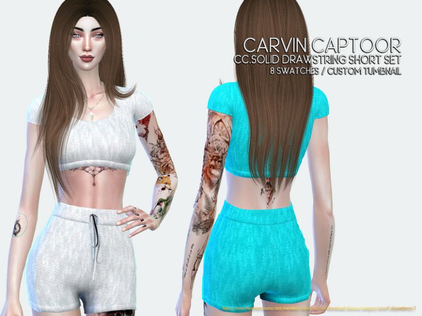 Cc.solid Drawstring Short SET Sims 4 CC