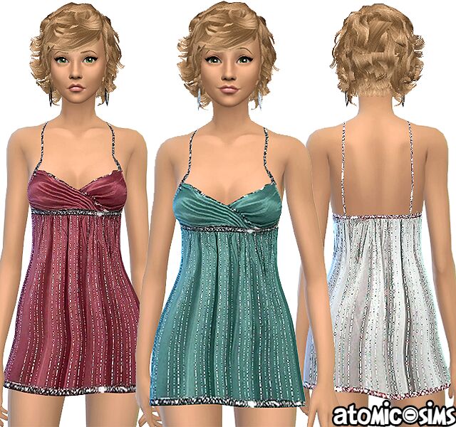 Chicchica Green Silver Glitter Dress Conversion Sims 4 CC