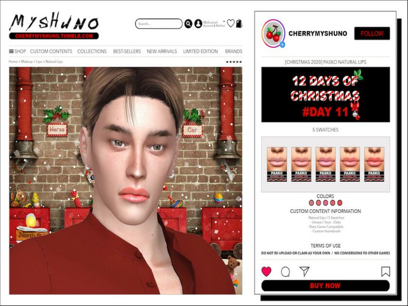 Christmas 2020 – Pasko Natural Lips By Cherrymyshuno Sims 4 CC