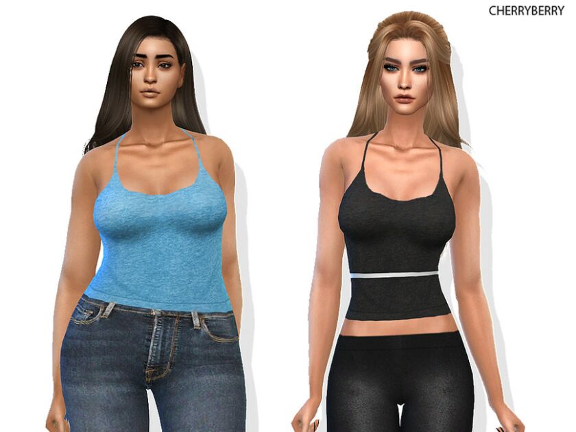 Classy Cotton TOP By Cherryberrysim Sims 4 CC