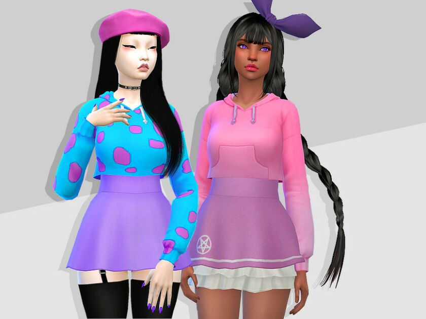 sims 4 cc closet cosplay hoodie skirt by saruin 4