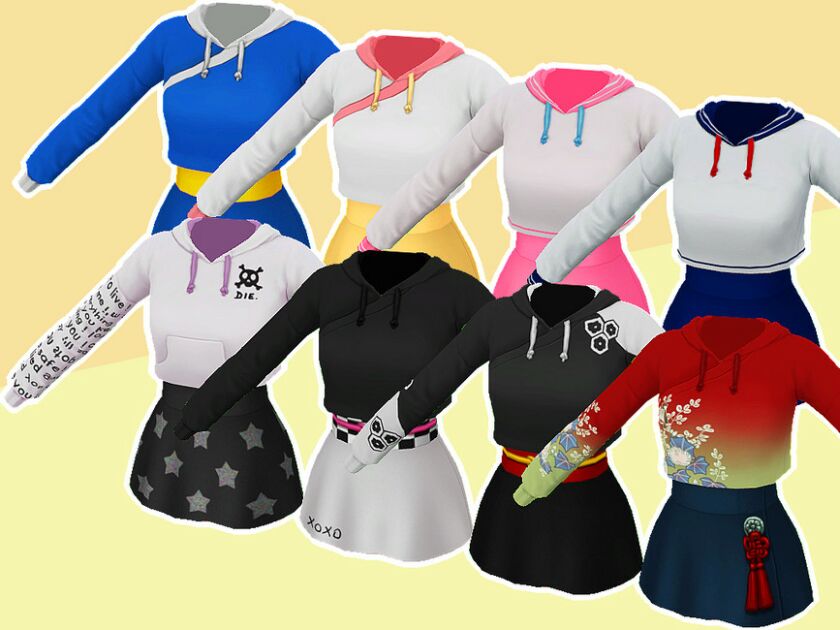 sims 4 cc closet cosplay hoodie skirt by saruin 6