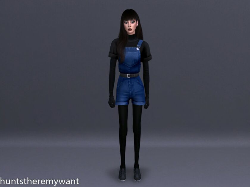 Clover Overall Recolors V2 – Mesh Needed! (Black ON Blue) By Huntstheremywant Sims 4 CC