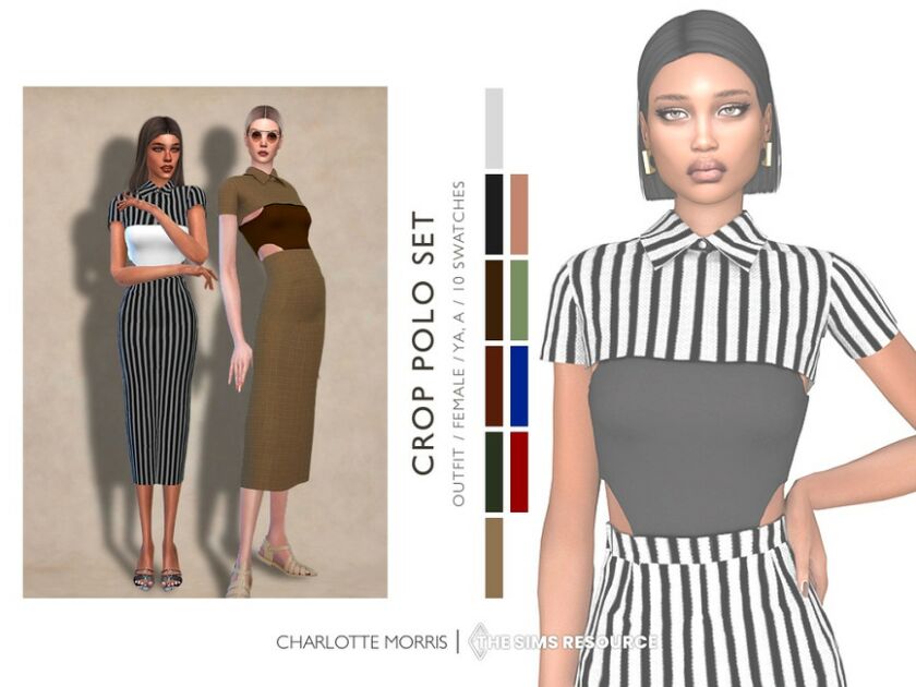 Crop Polo SET Sims 4 CC