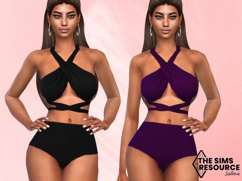 Crossed Bikini SET By Saliwa Sims 4 CC