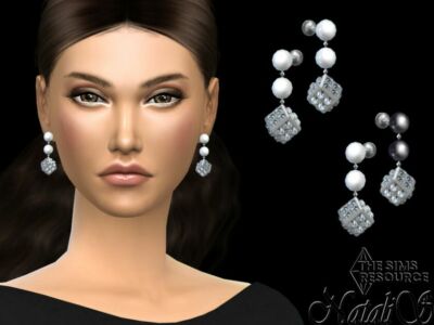 Cube Pave Beaded Drop Earrings By Natalis Sims 4 CC