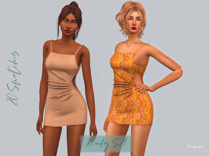 Cut-Out Dress – DR434 By Laupipi Sims 4 CC