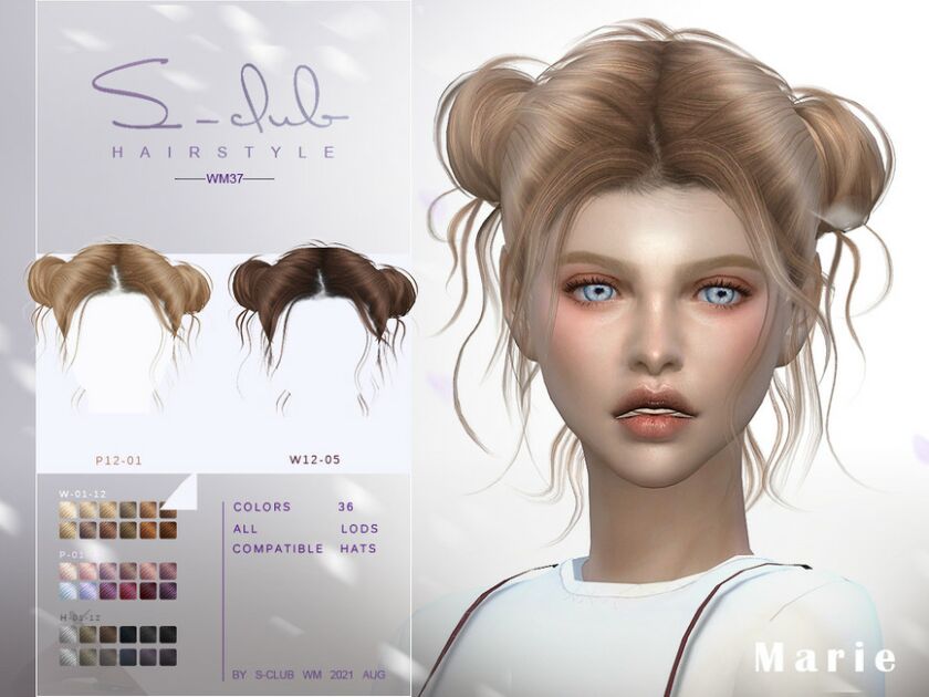 sims 4 cc cute double buns short hairstyle for girls marie by s club 2