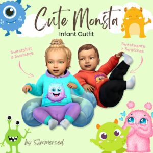 Cute Monsta Infant Outfit Sims 4 CC