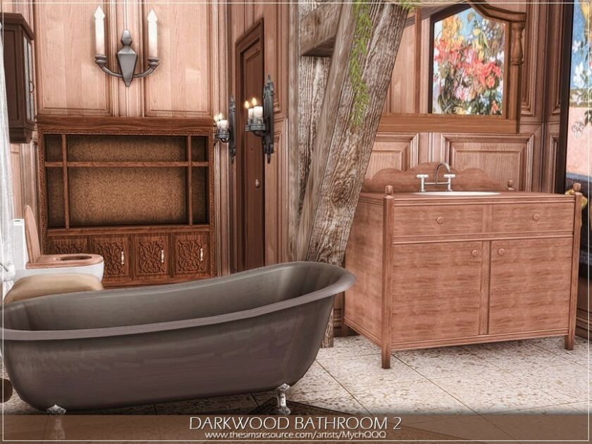 Darkwood Bathroom 2 By Mychqqq Sims 4 CC