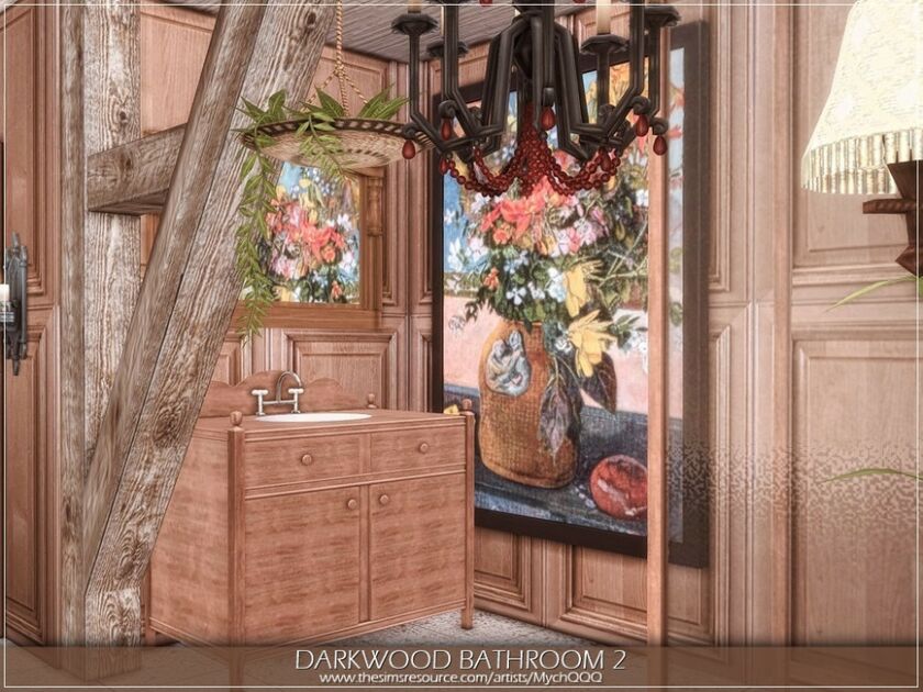 sims 4 cc darkwood bathroom 2 by mychqqq 2