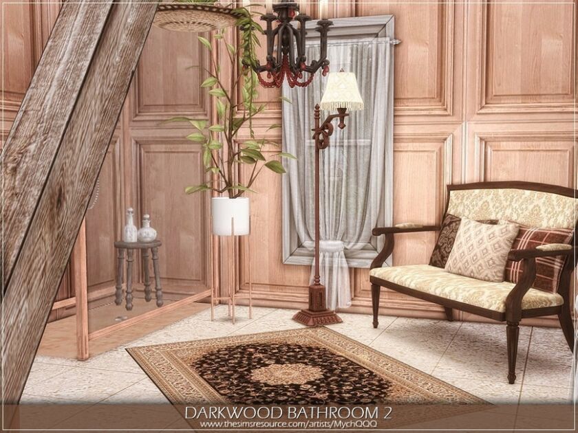 sims 4 cc darkwood bathroom 2 by mychqqq 4