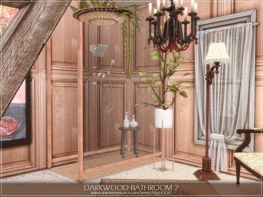 sims 4 cc darkwood bathroom 2 by mychqqq 5