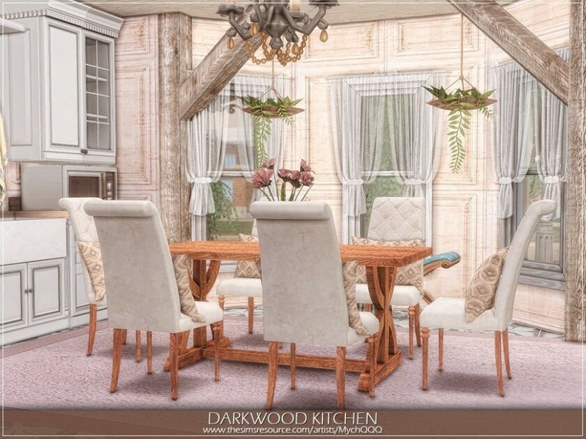 sims 4 cc darkwood kitchen by mychqqq 2