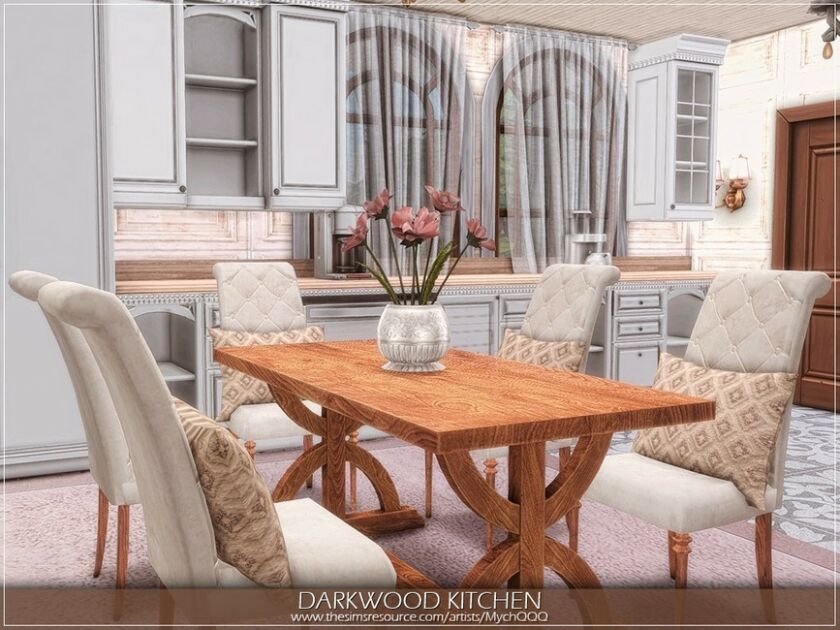 sims 4 cc darkwood kitchen by mychqqq 3