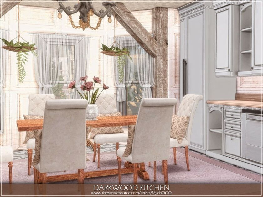 sims 4 cc darkwood kitchen by mychqqq 4