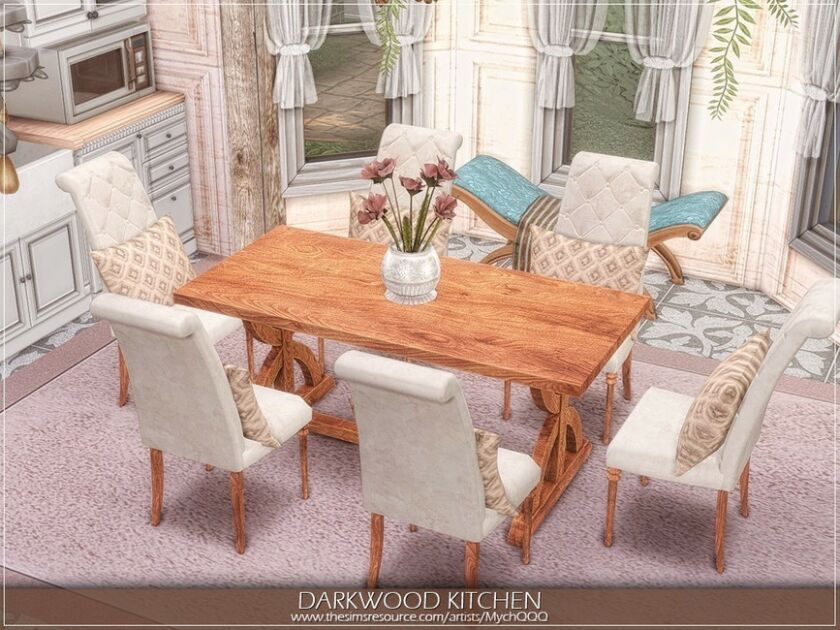 sims 4 cc darkwood kitchen by mychqqq 5