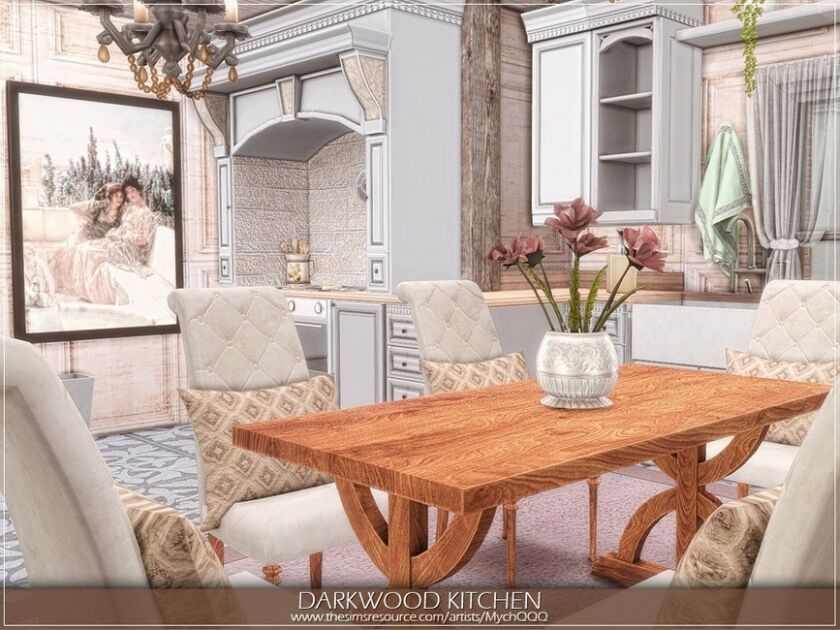 sims 4 cc darkwood kitchen by mychqqq 6