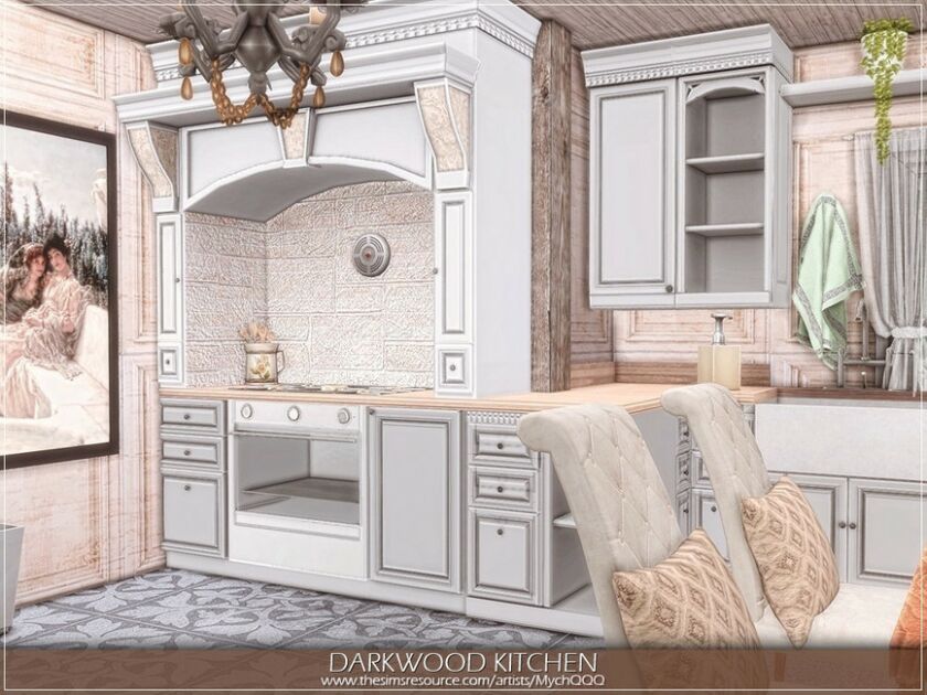 sims 4 cc darkwood kitchen by mychqqq 7