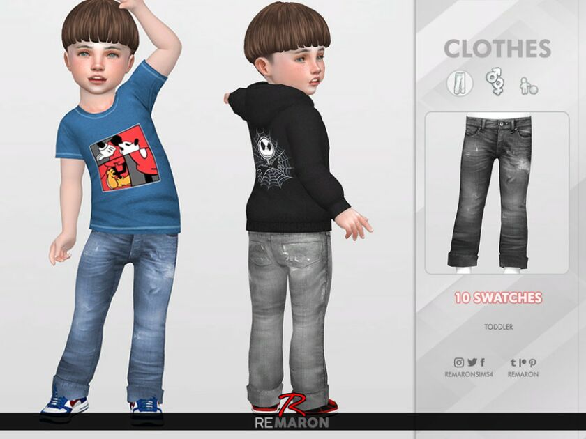 Denim Pants For Toddler 02 By Remaron Sims 4 CC