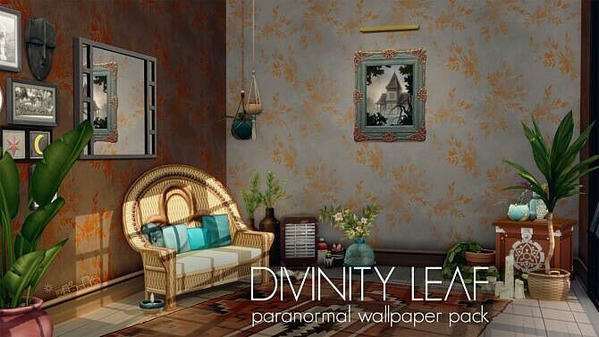 Divinity Leaf Paranormal Wallpaper Pack Sims 4 CC