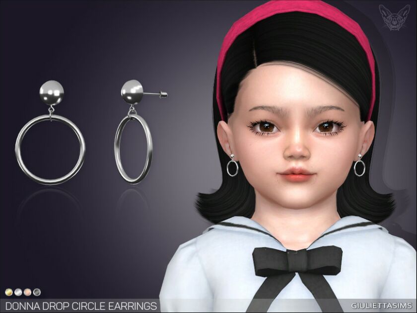 Donna Drop Circle Earrings For Toddlers By Feyona Sims 4 CC