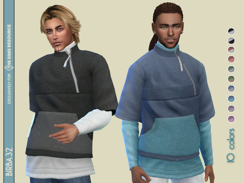 Double Layer Sweater By Birba32 Sims 4 CC