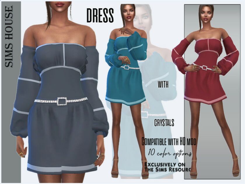 Dress With Crystals Sims 4 CC