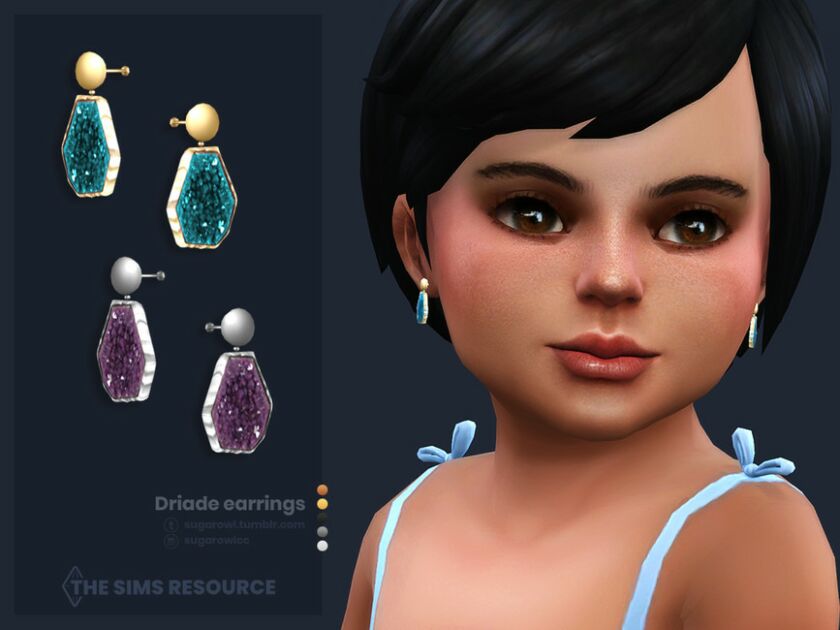 Driade Earrings | Toddlers Version Sims 4 CC