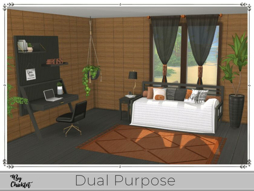 sims 4 cc dual purpose office bedroom combo by chicklet 2