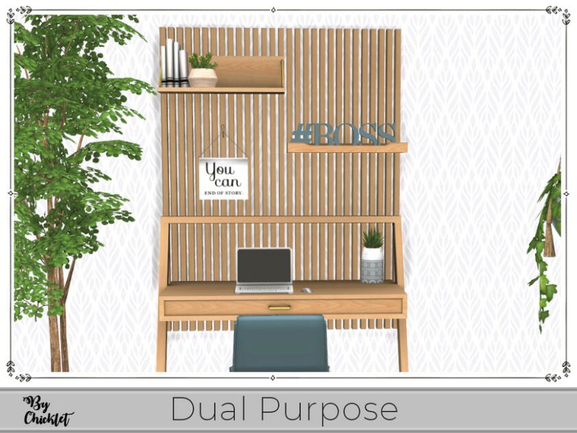 sims 4 cc dual purpose office bedroom combo by chicklet 4