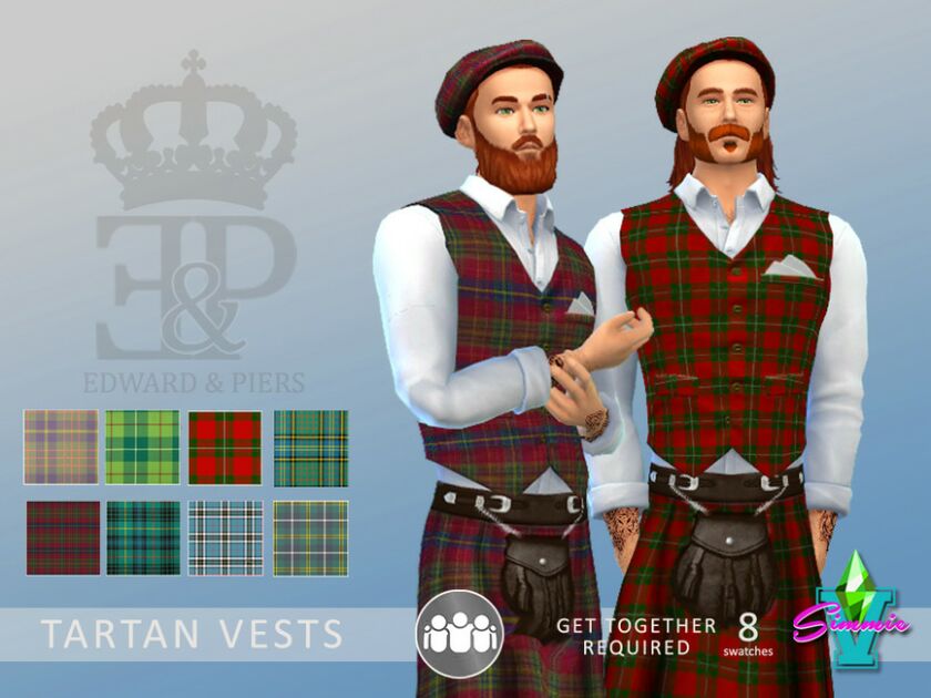 Edward & Piers Tartan Vest By Simmiev Sims 4 CC