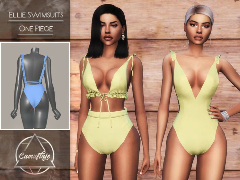 Ellie Swimsuits – ONE Piece By Camuflaje Sims 4 CC