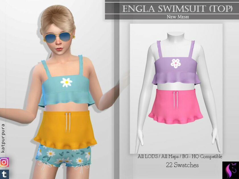 Engla Swimsuit (TOP) By Katpurpura Sims 4 CC