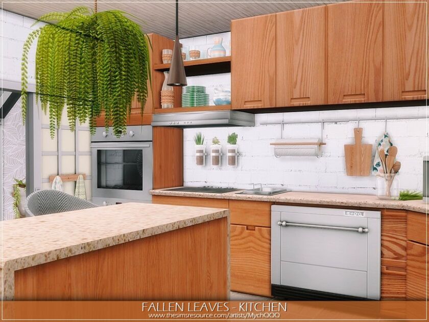 sims 4 cc fallen leaves kitchen by mychqqq 2