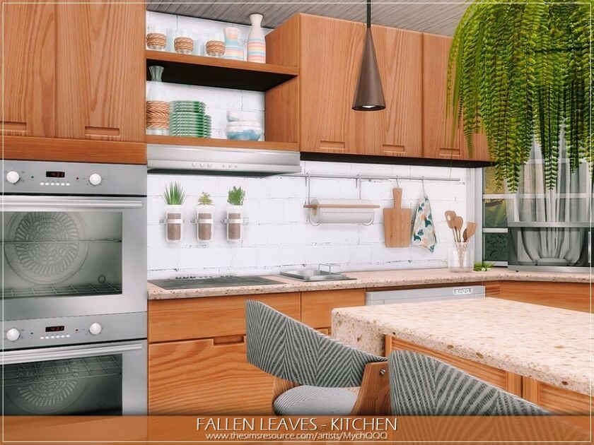 sims 4 cc fallen leaves kitchen by mychqqq 3