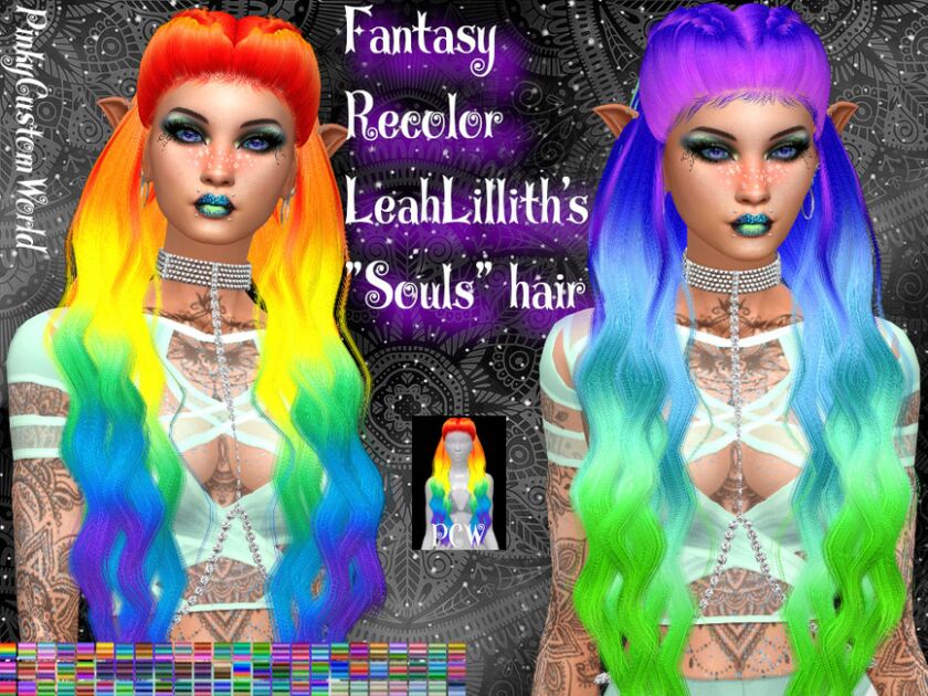 Fantasy Recolor Of Leahlillith’s Souls Hair By Pinkycustomworld Sims 4 CC