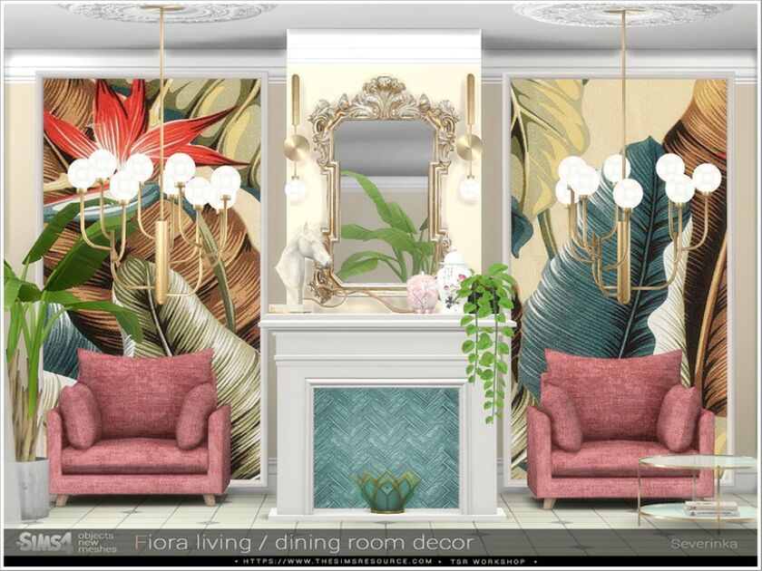 Fiora Living/Dining Room Decor Sims 4 CC