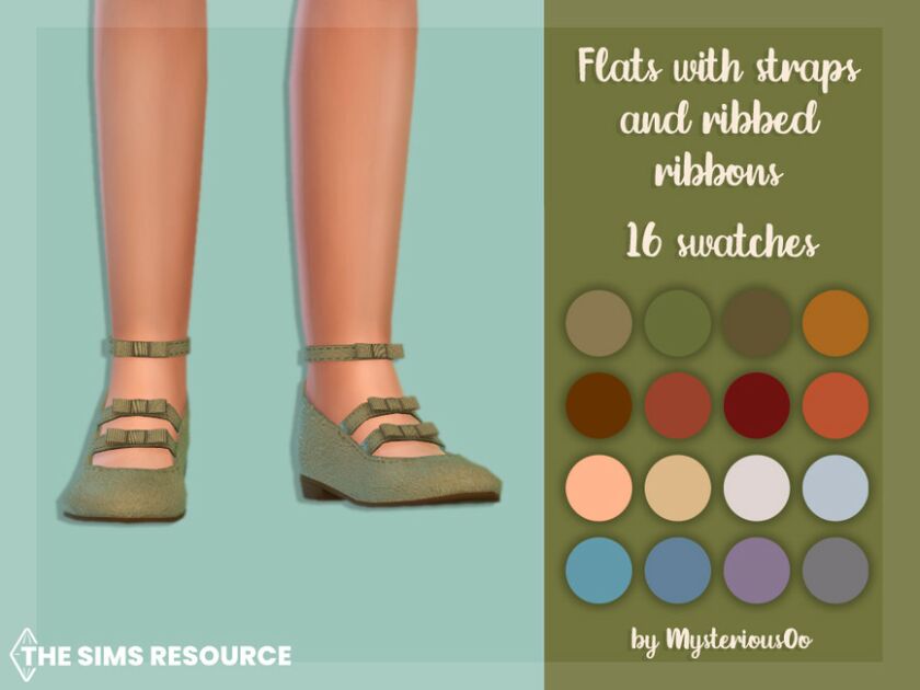 Flats With Straps And Ribbed Ribbons By Mysteriousoo Sims 4 CC