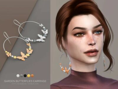 Garden Butterflies Earrings Sims 4 CC