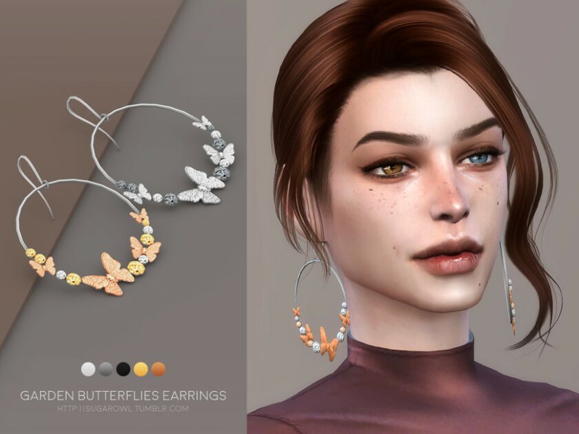 Garden Butterflies Earrings Sims 4 CC