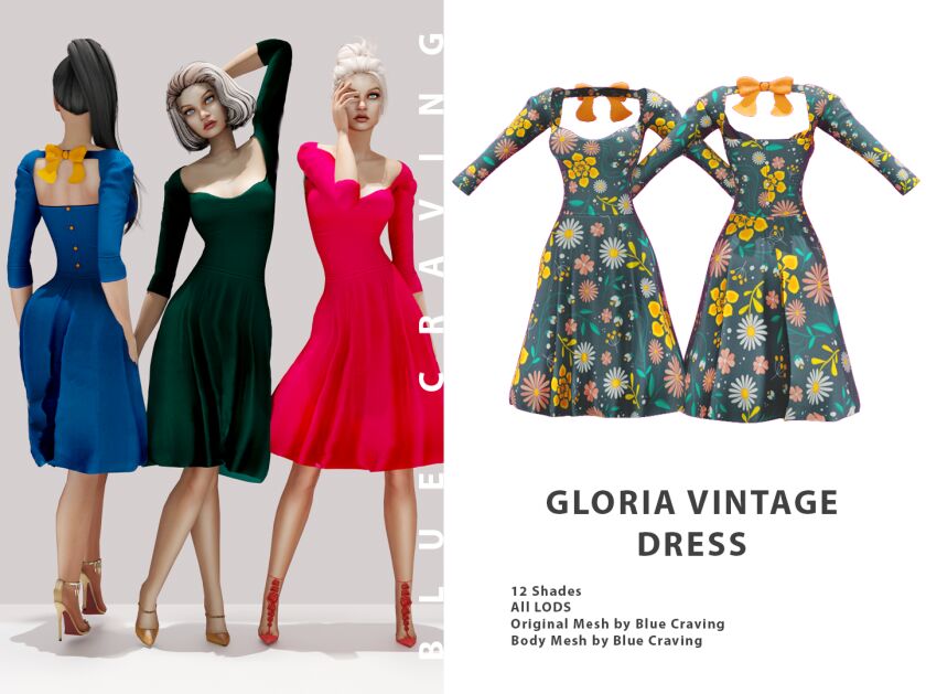 Gloria Vintage Dress Sims 4 CC