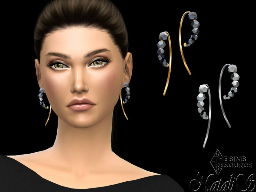 Graduated Beaded Wire Earrings By Natalis Sims 4 CC