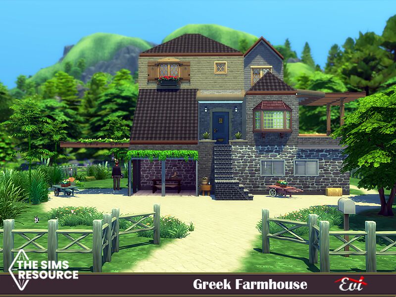 Greek Farmhouse With CC By EVI Sims 4 CC