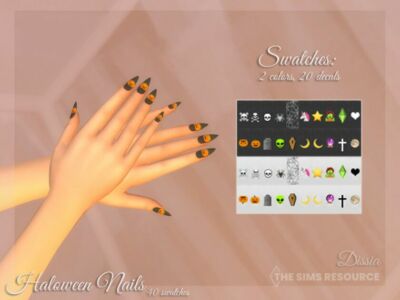 Haloween Nails By Dissia Sims 4 CC